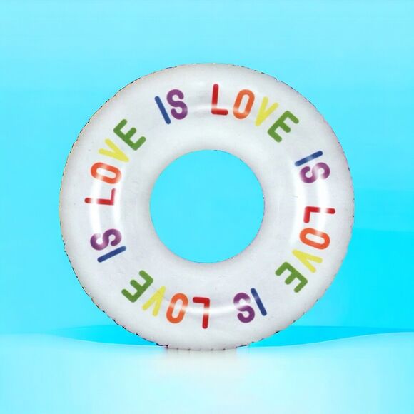 "Love Is Love" LGBTQ Pride Round Pool Float Swimming Ring Rainbow Inflatable 33” - Picture 11 of 12
